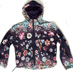 Johnny Was Active Women's Purple Floral Zip Windbreaker Jacket Size M